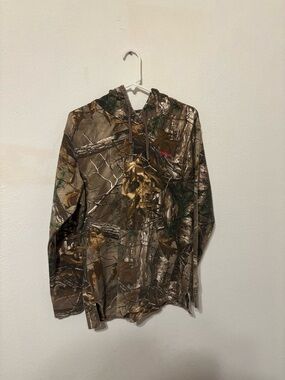 Magellan Outdoors Camouflage Hooded Pullover Jacket - Brown/Green